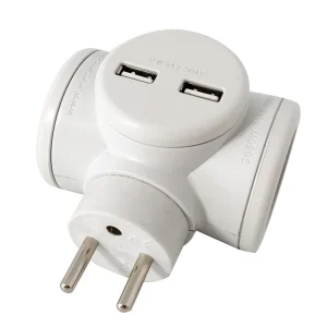Biplite 16A rotative 180° + 2 ports USB 2,4A - Watt and Co